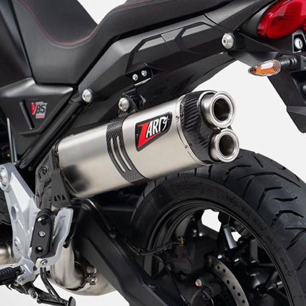 ZARD exhaust Moto Guzzi V85TT 2025 Steel approved carbon end cap