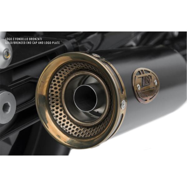 ZARD SLIM black steel exhausts approved bronze end cap Moto Guzzi V9 Roamer 2016-2019