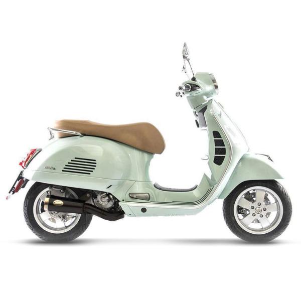 ZARD black steel exhaust slip-on Racing bronze end cap Vespa GTS300 2020-2023