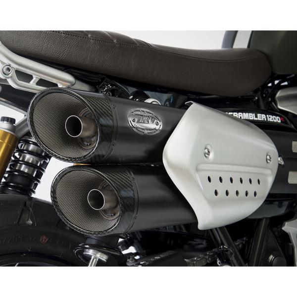 ZARD black steel exhausts Racing carbon end cap Triumph Scrambler 1200 2024-2025