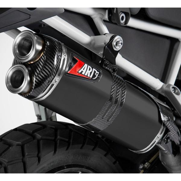 ZARD black steel exhaust slip-on approved carbon end cap Triumph Tiger 900 2020-2023