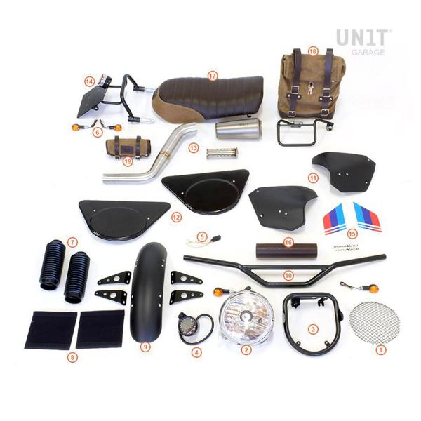 Unit Garage brown Saddle/bag/exhaust kit BMW K100 sKrambler