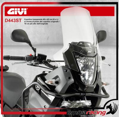 GIVI D443ST - Parabrezza Trasparente H. 40 x L. 42cm per Yamaha XT 660 Z Tenere 2008>