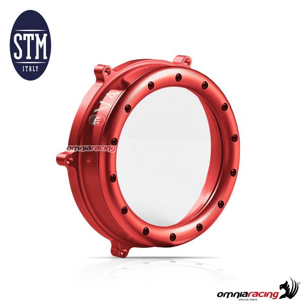 STM wet clear carter milling in red aluminum for wet clutch for Ducati Panigale V4 18>