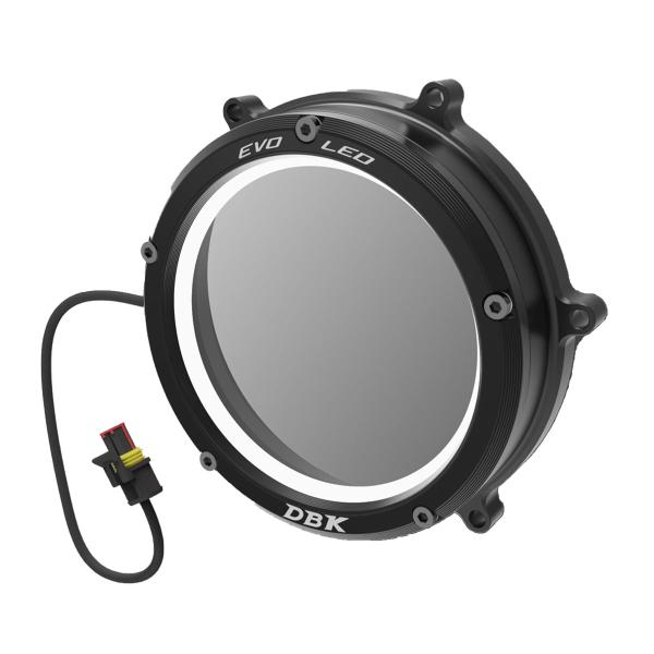 Black-Black EVO LED clear clutch cover for crankcase DBK Ducati Streetfighter V2 2022-2024