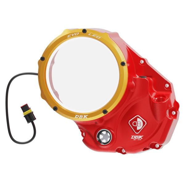 Carter frizione DBK Coperchio EVO LED trasparente Rosso-Oro Ducati DesertX Rally 2024-2025
