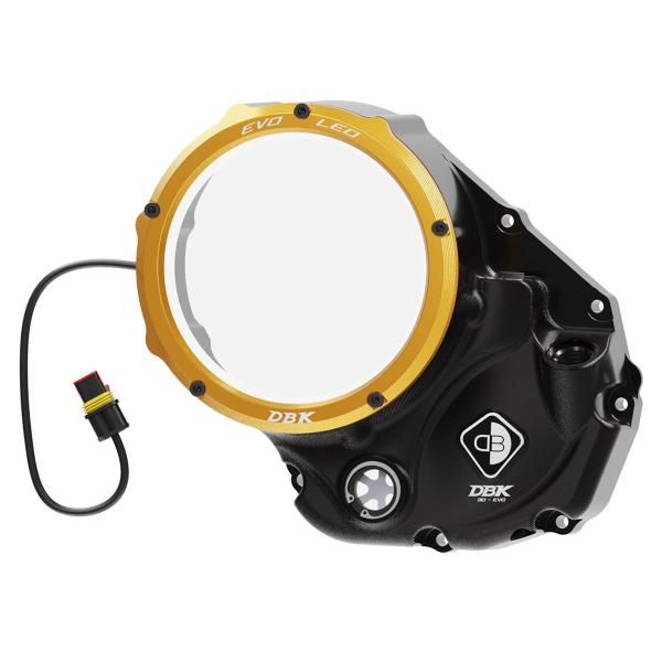Carter frizione DBK Coperchio EVO LED trasparente Nero-Oro Ducati DesertX 2022-2025