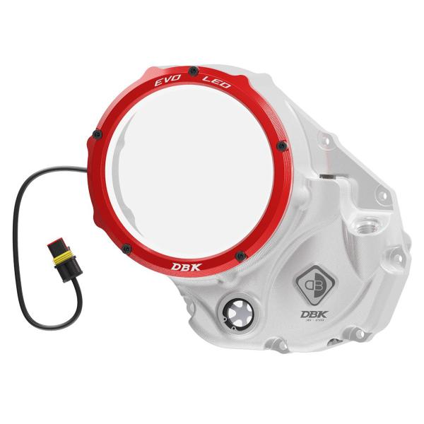 Carter frizione DBK Coperchio EVO LED trasparente Silver-Rosso Ducati DesertX 2022-2025