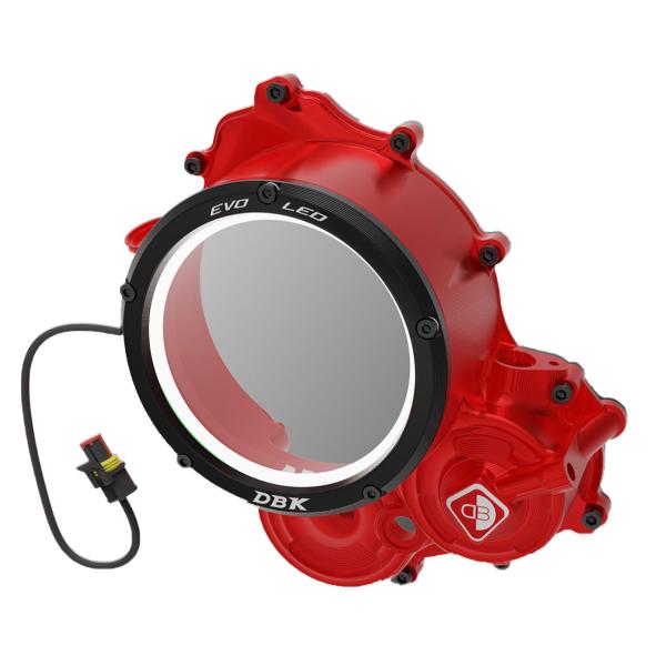 Carter frizione DBK Coperchio EVO LED Rosso-Nero Ducati Hypermotard 698 Mono RVE 2024-2025
