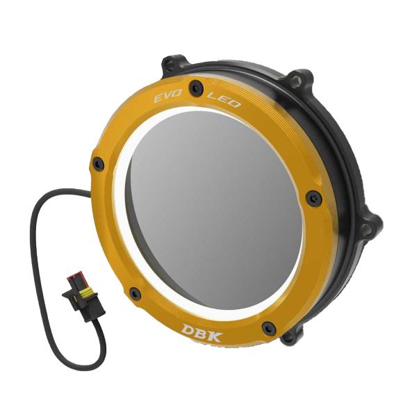 Black-Gold EVO LED clear clutch cover for crankcase DBK Ducati Streetfighter V4S 2020-2024