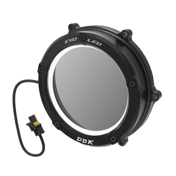 Black-Black EVO LED clear clutch cover for crankcase DBK Ducati Diavel V4 2023-2024
