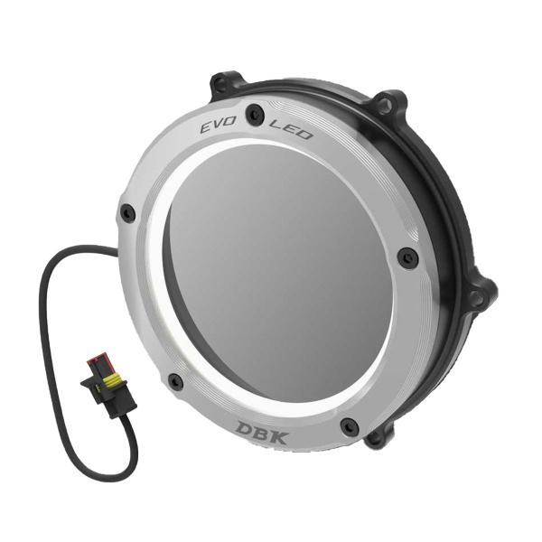 Black-Silver EVO LED clear clutch cover for crankcase DBK Ducati Diavel V4 2023-2024