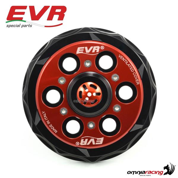 EVR anticlank progressive vented clutch cover black/red for Ducati Clutches