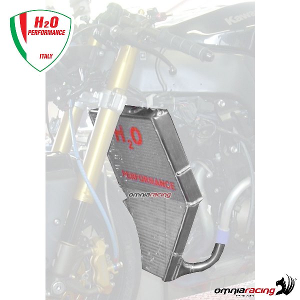 Radiatore acqua maggiorato H2O+kit di montaggio per Kawasaki ZX10R 2004>2005