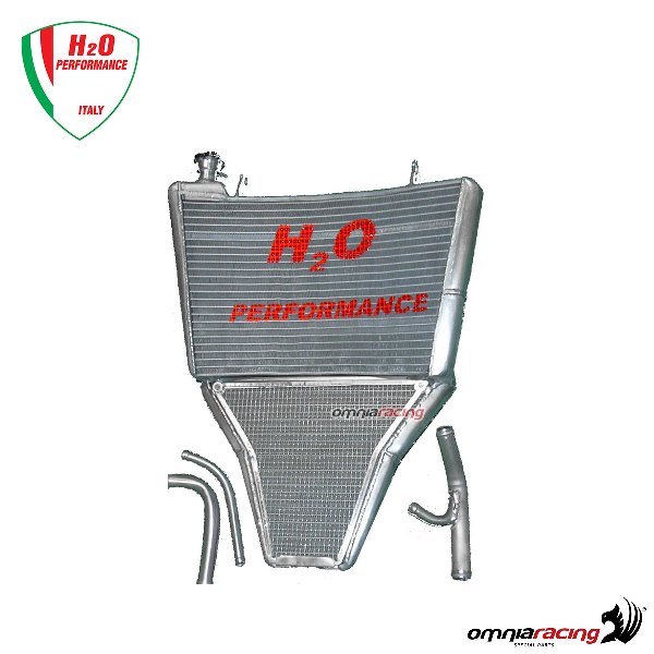 H2O Oversized water radiator + mounting kit (Akrapovic Exhaust) for Yamaha YZF R6 2003>2005