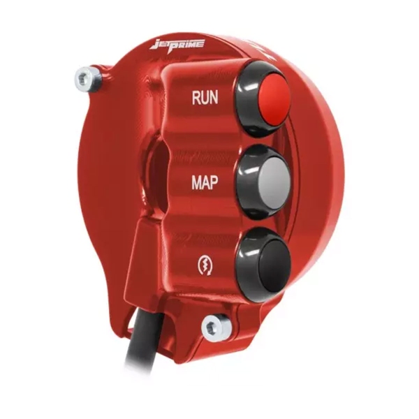 Comando gas con pulsantiera integrata JetPrime Rosso Aprilia Tuono V4/RR/RF/Factory 1100 2021-2024