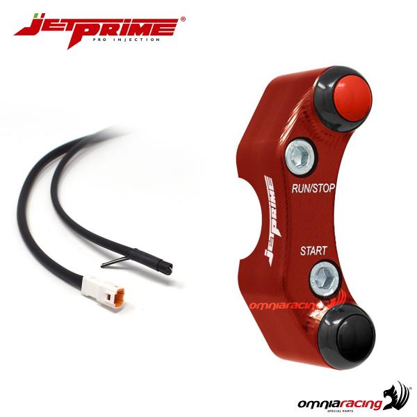 Pulsantiera JetPrime destra pompa Brembo 2 tasti alluminio rosso Ducati Hypermotard 796 2010>2012