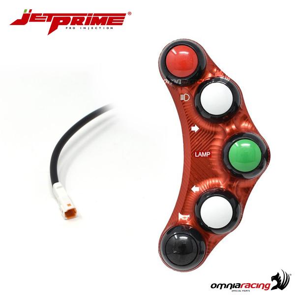 JetPrime road left handlebar switches 7 button in red aluminum for Ducati Monster S/EVO 2009>2013