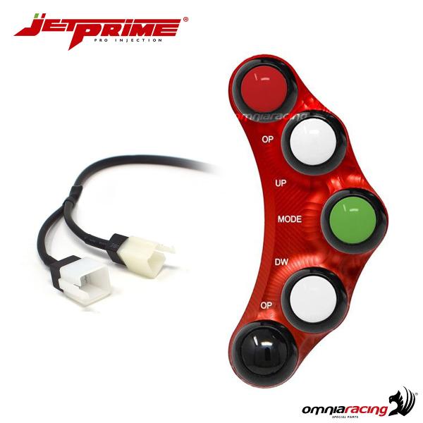 JetPrime Racing left handlebar switches 5 button in red aluminum for Aprilia RSV4 2009>2010