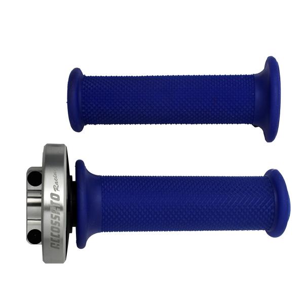 Comando gas rapido Accossato argento manopole blu