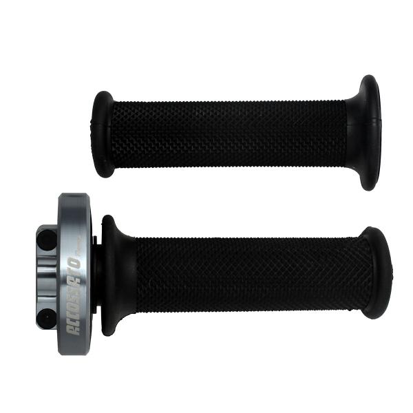 Comando gas rapido Accossato titanio manopole nere