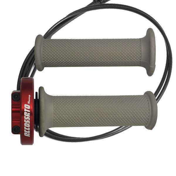 Comando gas rapido Accossato rosso manopole argento Kawasaki ZX6R 2005-2016