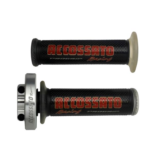 Comando gas rapido Accossato argento manopole GR002 nero
