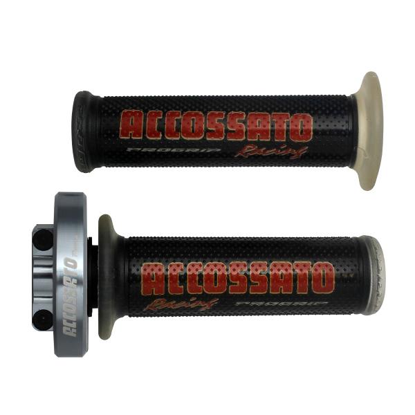 Comando gas rapido Accossato titanio manopole GR002 nero