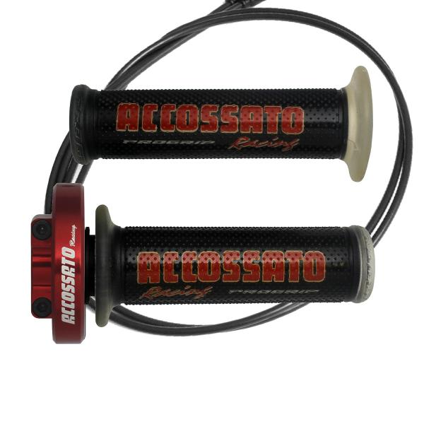 Comando gas rapido Accossato rosso manopole GR002 nero Yamaha YZF R1 2007-2008