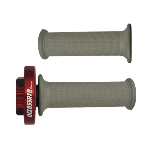 Comando gas rapido Accossato rosso manopole argento BMW