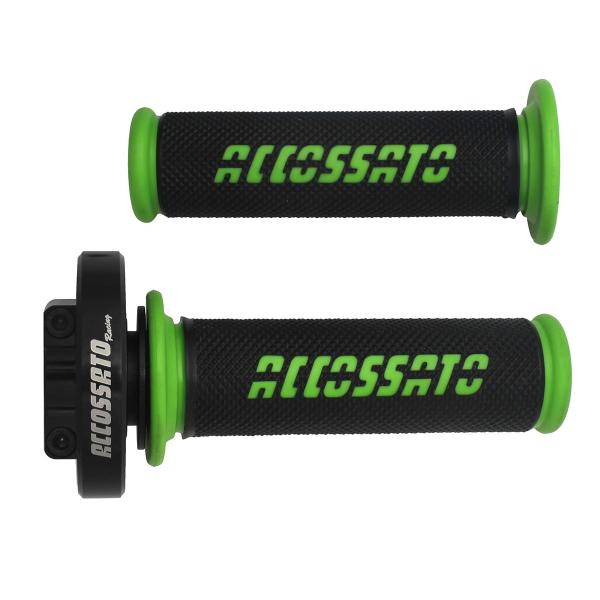 Accossato black quick throttle control grips GR006 green