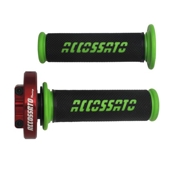 Accossato red quick throttle control grips GR006 green
