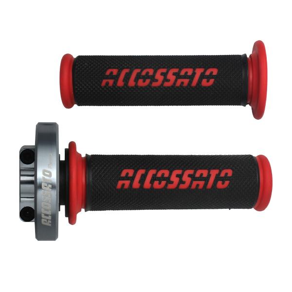 Comando gas rapido Accossato titanio manopole GR006 rosso