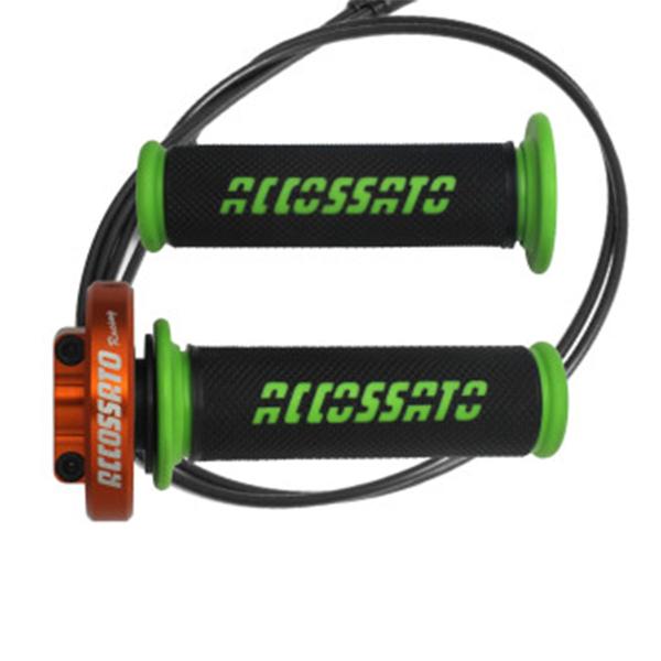 Comando gas rapido Accossato arancione manopole GR006 verde Aprilia RSV1000 Factory 2004-2008