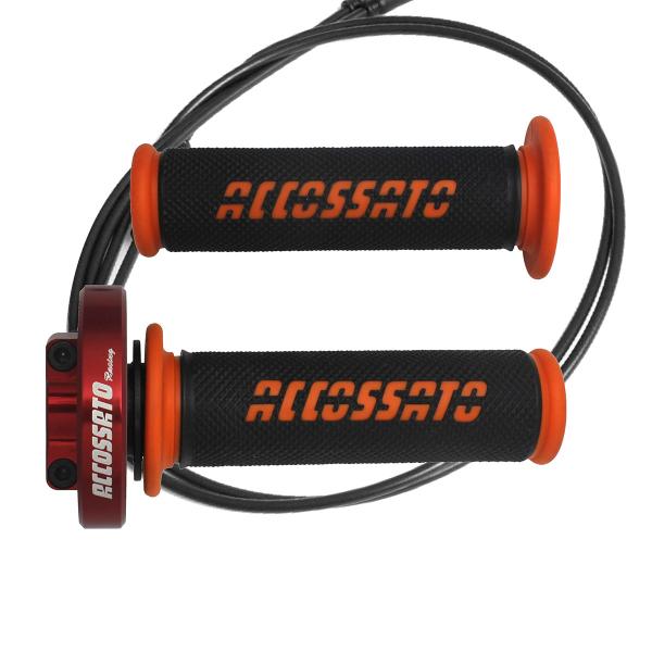 Comando gas rapido Accossato rosso manopole GR006 arancione Aprilia RSV1000 Factory 2004-2008
