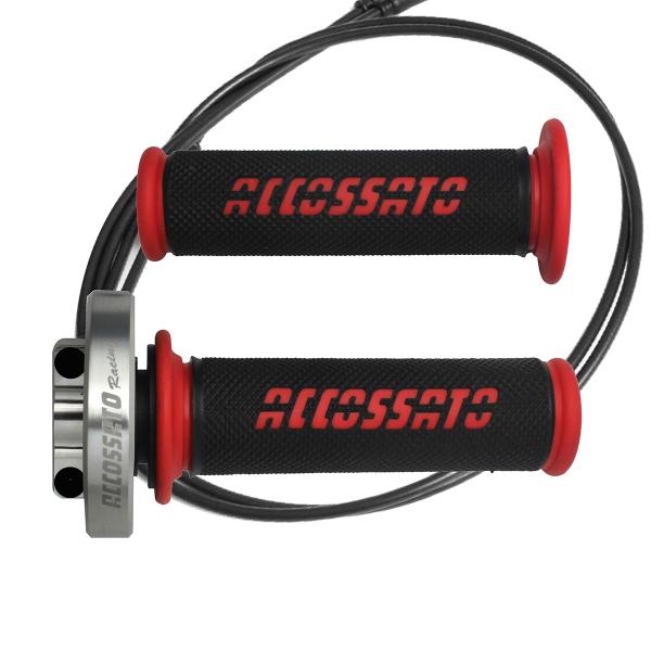 Comando gas rapido Accossato Silver manopole GR006 rosso Kawasaki Ninja ZX10R 2008-2009