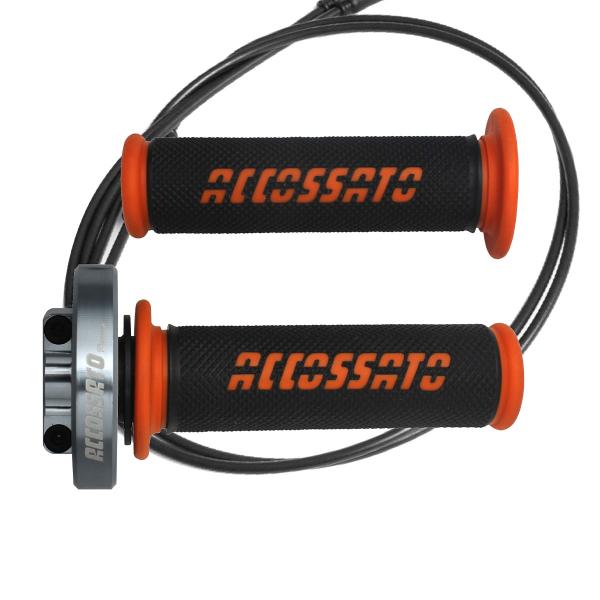 Comando gas rapido Accossato titanio manopole GR006 arancione Aprilia RSV4 APCR 2012-2016
