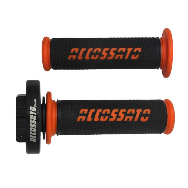 Accossato black quick throttle control grips GR006 orange BMW
