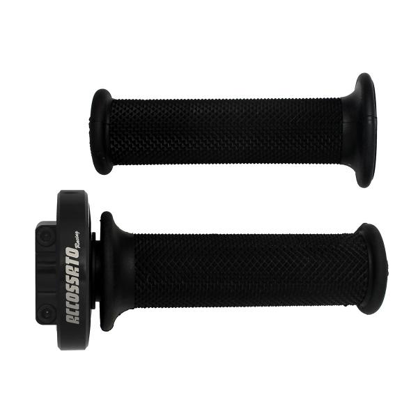 Accossato black quick throttle control grips black with universal cables