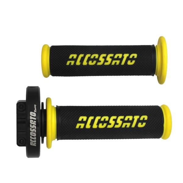 Accossato black quick throttle control grips GR006 gold with universal cables