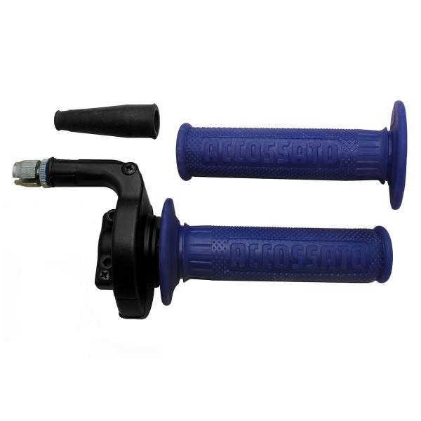 Comando gas Accossato monocavo cross-enduro con manopole GR003 blu