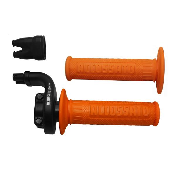 Comando gas Accossato 2 cavi 4T corsa 28/90 mm 36/112 senza cavi manopole GR003 arancione