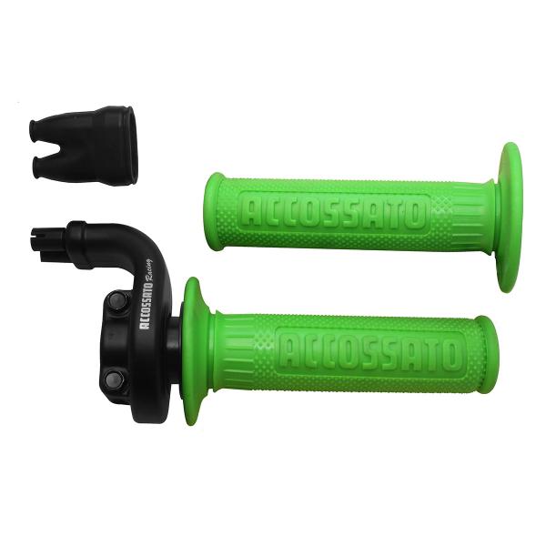 Comando gas Accossato 2 cavi 4T corsa 28/90 mm 36/112 senza cavi manopole GR003 verdi