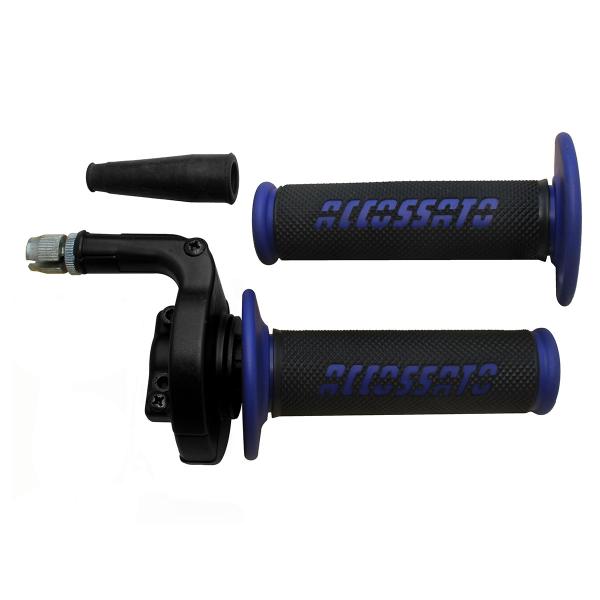 Comando gas Accossato monocavo cross-enduro manopole GR008 blu