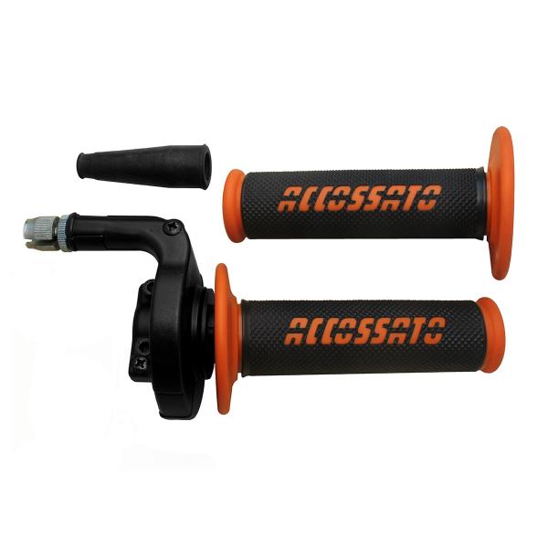 Comando gas Accossato monocavo cross-enduro manopole GR008 arancione