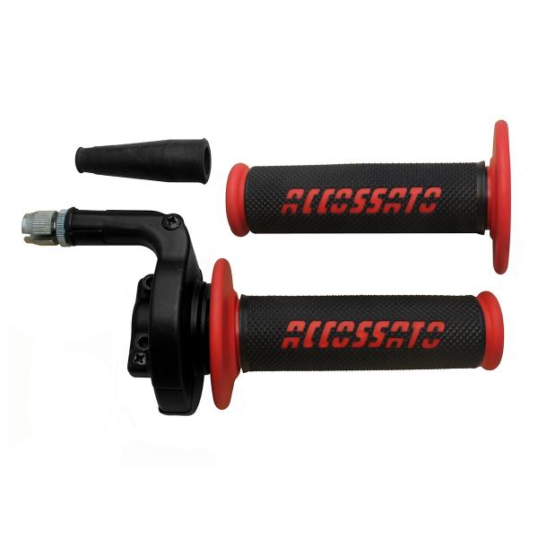 Comando gas Accossato monocavo cross-enduro manopole GR008 rosse