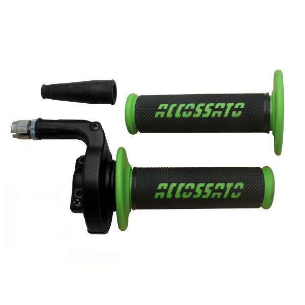 Comando gas Accossato monocavo cross-enduro manopole GR008 verdi