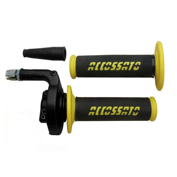 Comando gas Accossato monocavo cross-enduro manopole GR008 gialle