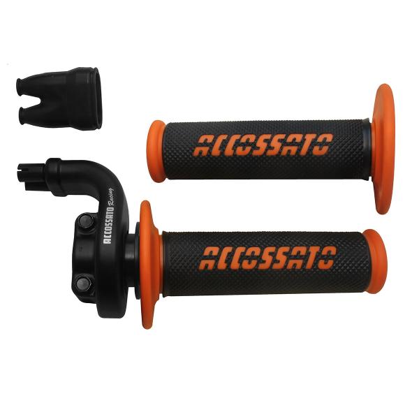 Comando gas Accossato 2 cavi 4T corsa 28/90 mm 36/112 senza cavi manopole GR008 arancione