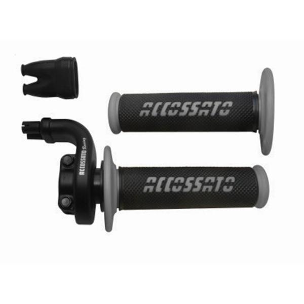 Comando gas Accossato 2 cavi 4T corsa 28/90 mm 36/112 senza cavi manopole GR008 nere
